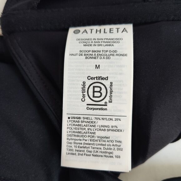 New Athleta Black Square Neck Bra Cup Bikini 36D Top 530951 Swim Medium NWT - Picture 8 of 12